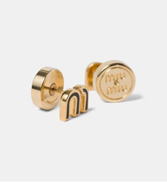 Boucles d’oreilles en métal émaillé - Miu Miu - Noir