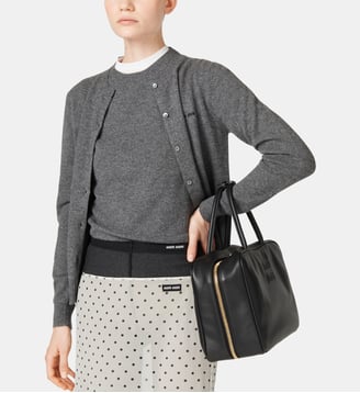 Pull ajusté manches courtes en cachemire - Miu Miu - Gris