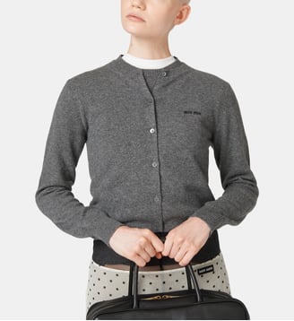 Cardigan cachemire femme ajusté - Miu Miu - Gris