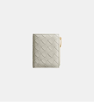 Portefeuille Intrecciato zippé en cuir - Bottega Veneta - Gris clair