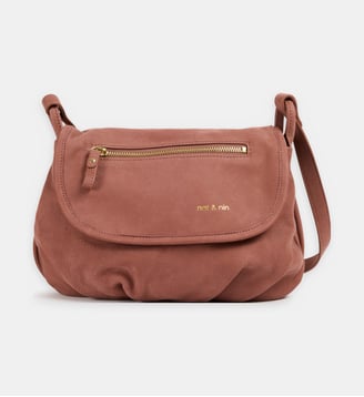 Sac à main Jen en cuir daim - Nat & Nin - Bois de rose