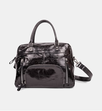 Sac cabas Macy en cuir de vachette - Nat & Nin - Noir foncé
