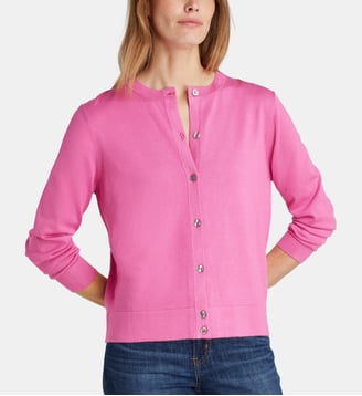 Cardigan Nya droit fine maille - Galeries Lafayette - Rose moyen