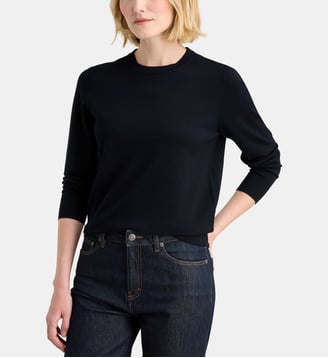 Pull droit Nya R fine maille col rond - Galeries Lafayette - Bleu marine
