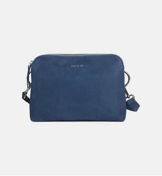 Sac à main Nael en cuir grainé ou suédé - Nat & Nin - Bleu marine