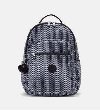 Sac à dos Seoul en toile imprimée - Kipling - Noir et argent