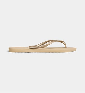 Tongs slim unies brides métallisées - Havaianas - Doré