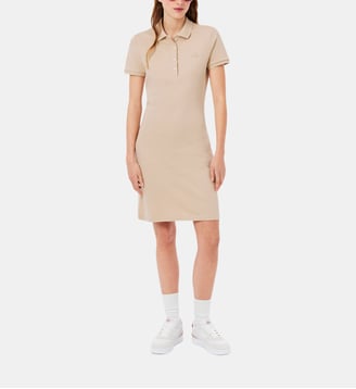 Robe polo slim courte coton piqué stretch - Lacoste - Beige moyen
