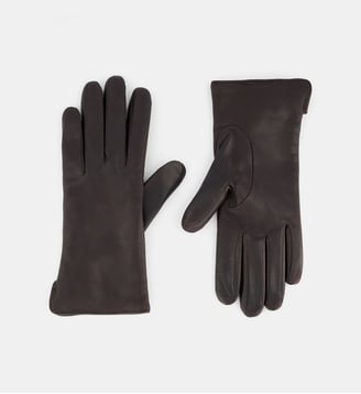 Gants Calice cuir doublure cachemire - Galeries Lafayette - Marron foncé