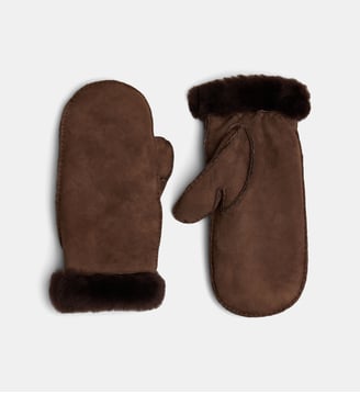 Moufles Castor daim ou cuir doublure laine - Galeries Lafayette - Marron chocolat