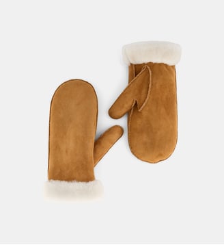 Moufles Castor daim ou cuir doublure laine - Galeries Lafayette - Naturel