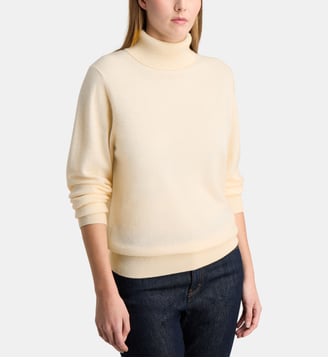 Pull Dobra col roulé en cachemire  - Galeries Lafayette - Écru