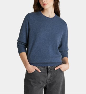 Pull droit Zabri en cachemire - Galeries Lafayette - Bleu jean foncé