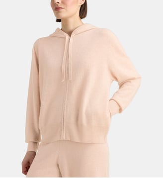 Gilet zippé à capuche Zaco cachemire - Galeries Lafayette - Bois clair