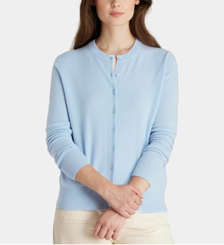 Cardigan droit Zacao en cachemire - Galeries Lafayette - Bleu clair