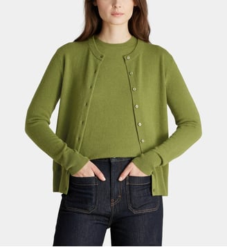 Cardigan droit Zacao en cachemire - Galeries Lafayette - Vert gazon