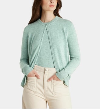 Cardigan droit Zacao en cachemire - Galeries Lafayette - Bleu grisé