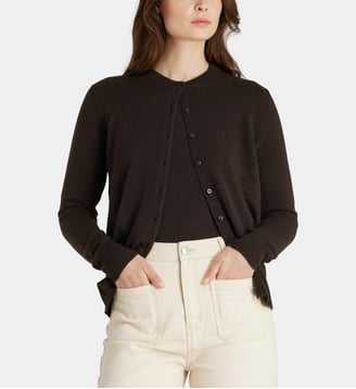 Cardigan droit Zacao en cachemire - Galeries Lafayette - Marron chocolat