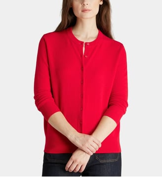 Cardigan droit Zacao en cachemire - Galeries Lafayette - Rouge groseille