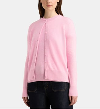 Cardigan droit Zacao en cachemire - Galeries Lafayette - Rose pâle