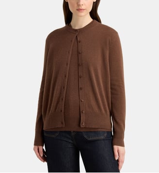Cardigan droit Zacao en cachemire - Galeries Lafayette - Café au lait