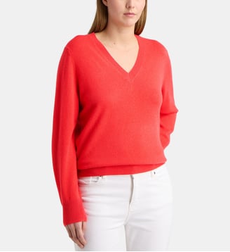 Pull droit Zocon en cachemire - Galeries Lafayette - Rouge fluo