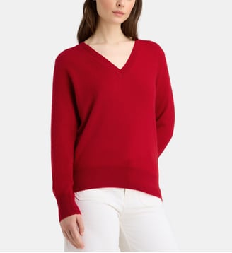 Pull droit Zocon en cachemire - Galeries Lafayette - Vermillon