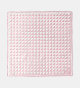 Echarpe en sergé imprimé - Prada - Rose et blanc