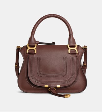 Petit sac à main Marcie en cuir grainé - Chloé - Marron chocolat