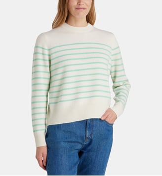 Pull marinière Sadi laine et cachemire responsable  - Galeries Lafayette - Blanc et vert