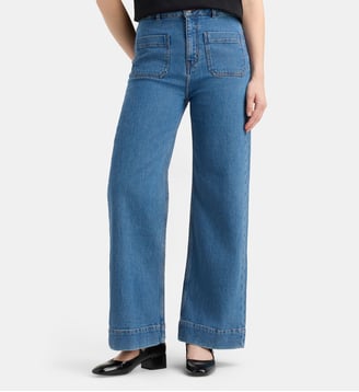 Jean évasé Redford 1 coton bio - Galeries Lafayette - Bleu moyen