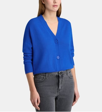 Cardigan court Tabiola laine et cachemire responsable femme - Galeries Lafayette - Bleu vif