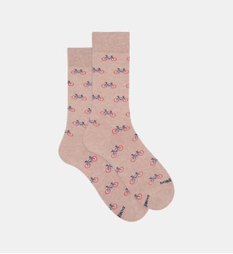 Chaussettes classiques imprimé vélos - Doré Doré - Beige chiné