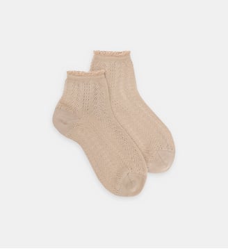 Socquettes en coton mélangé ajouré - Doré Doré - Greige