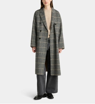 Manteau long Tanguy laine double face - Galeries Lafayette - Beige et multicolore