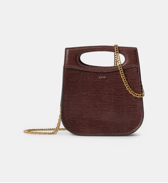 Sac à main Cheri Mini cuir embossé façon lézard - Soeur - Chocolat
