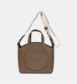 Sac cabas Circle patch en cuir lisse - Karl Lagerfeld - Kaki marron