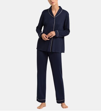 Pyjama Natural Comfort manches longues - Hanro - Bleu marine