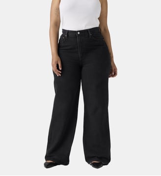 Jean ample Ribcage en coton taille haute - Levi's - Noir décapé