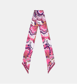 Bandeau en twill de soie à motif graphique - Lancel - Rose