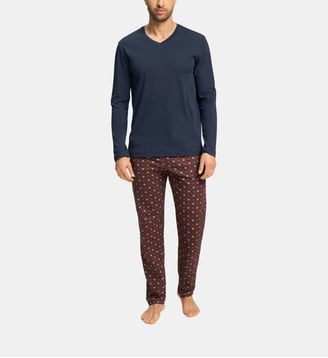 Ensemble de pyjama en coton à motif - Hanro - Bleu et rouge