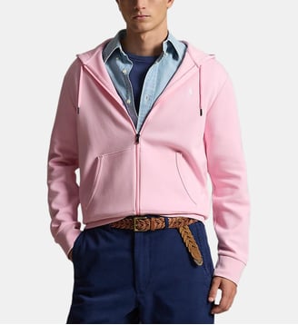 Sweat droit zippé en coton mélangé signature - Polo Ralph Lauren - Rose clair