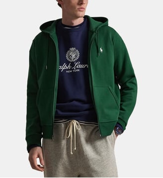 Sweat droit zippé en coton mélangé signature - Polo Ralph Lauren - Vert forêt clair