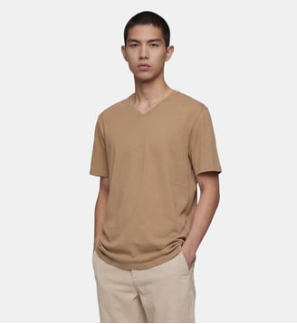 T-shirt Sishev droit coton biologique col V - Galeries Lafayette - Taupe