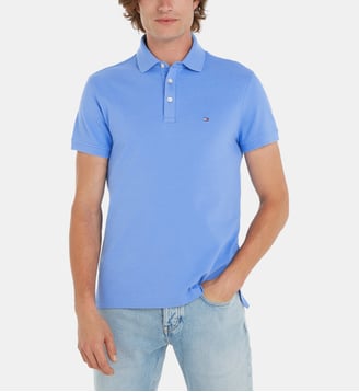 Polo slim 1985 en coton piqué - Tommy Hilfiger - Bleu fluo