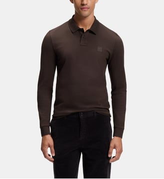 Polo slim modèle Passerby manches longues - BOSS - Dark brown