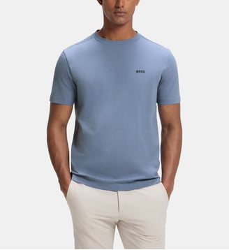 T-shirt droit en coton logo - BOSS - Light blue