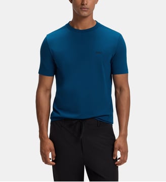 T-shirt droit en coton logo - BOSS - Bleu roi