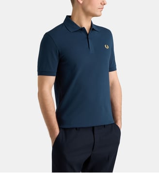 Polo slim logo coton piqué - Fred Perry - Bleu marine