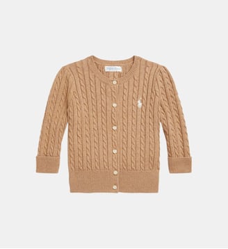 Cardigan droit maille torsadée coton - Polo Ralph Lauren - Camel